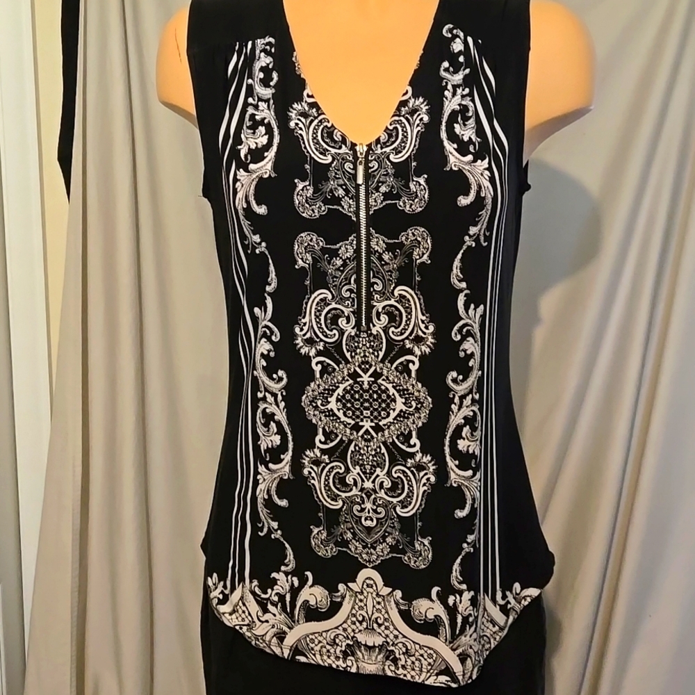INC Black and Crram sleeveless dressy tank top
